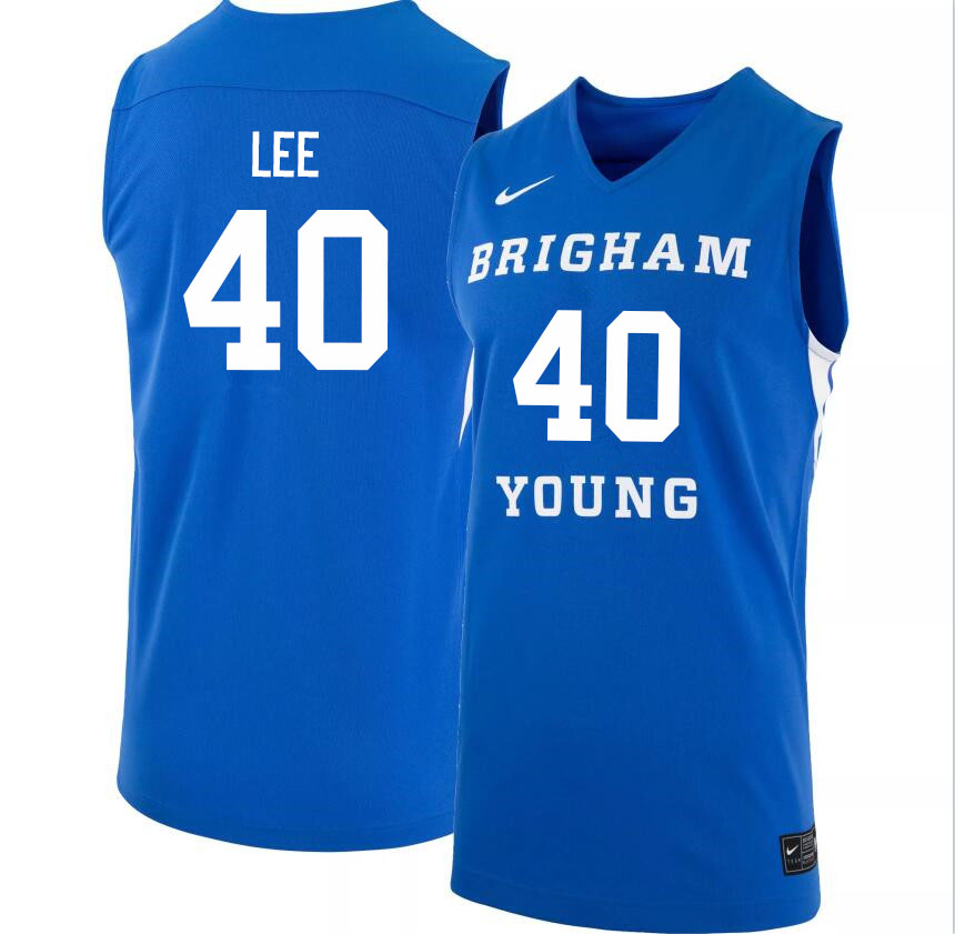 Men #40 Kolby Lee BYU Cougars College Basketball Jerseys Sale-Light Blue
